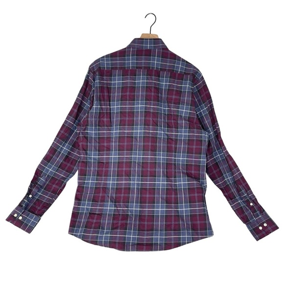 Barbour Men's Casual Button Down Shirt - Red and Blue Plaid - Picture 5 of 10